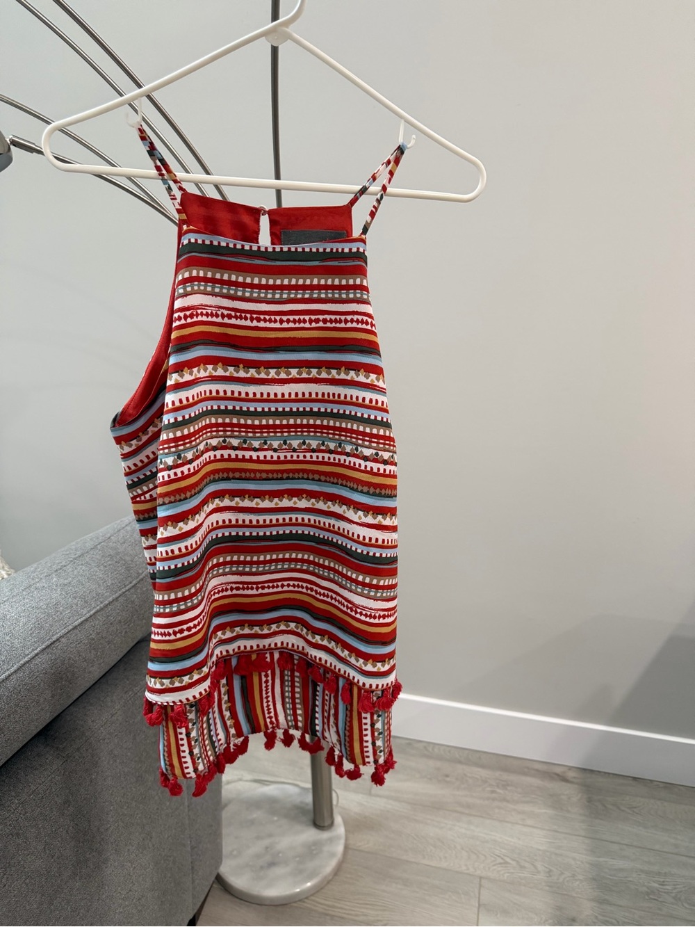 Sunday in Brooklyn Red Multicolor Striped Tassel Dress